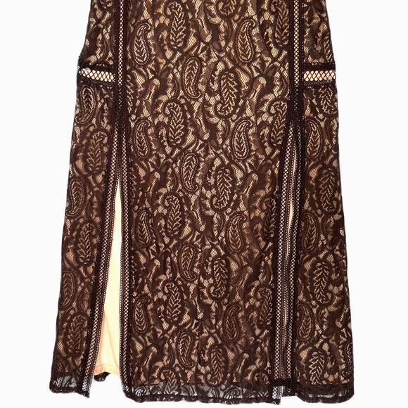 Guess New Liza Lace Halter Sleeveless Maxi Gown Dress Dark Coffee - Small - $178 - Picture 6 of 11